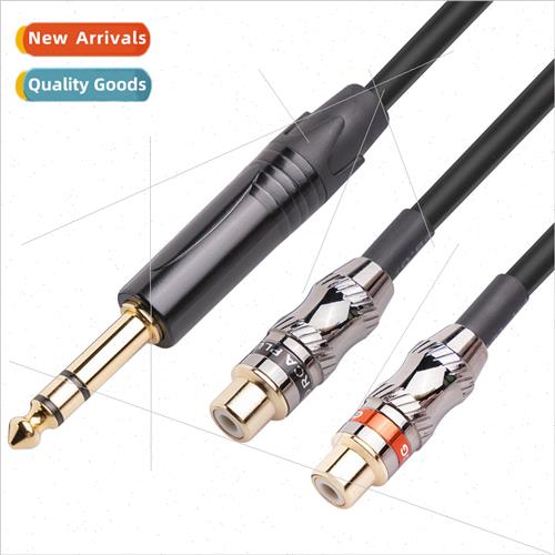 New gold-plated stereo large three-core 6.35 male to dual RC