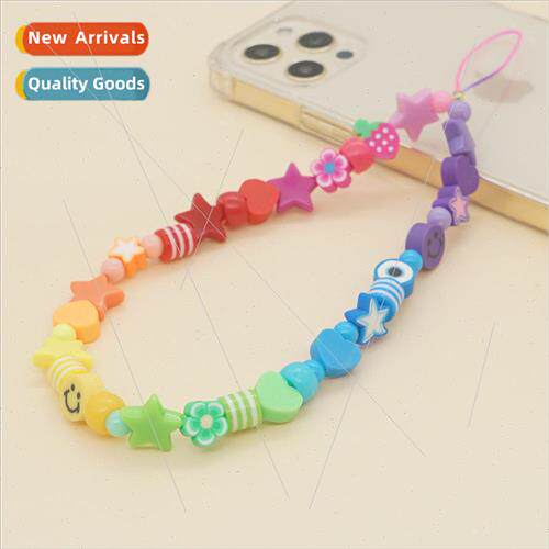 21 New Phone Chain Gemstone Colorful Beads Smiley Face with