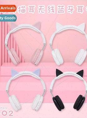 Cartoon cat ears headset macron wireless headset bluetooth h