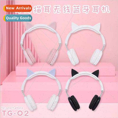 Cartoon cat ears headset macron wireless headset bluetooth h