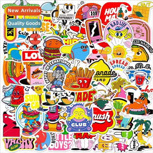 50 Food Text Mashup American Stickers New Doodle Cartoon Reu