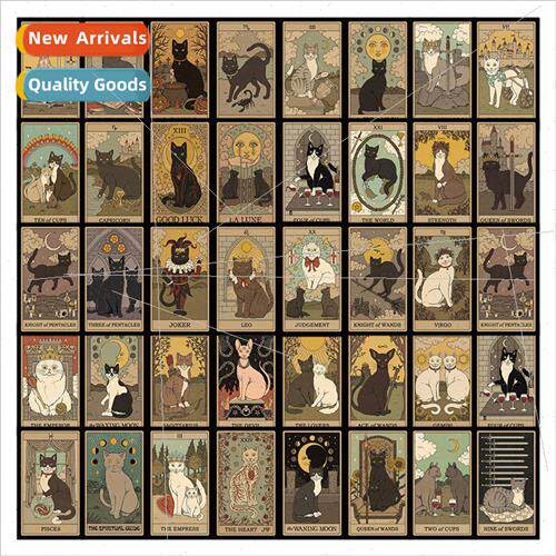 50 Retro Cat Card Decal Stickers High-value che Creative Cat