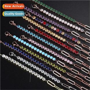2023 new paperclip patchwork tennis bracelet female round zi