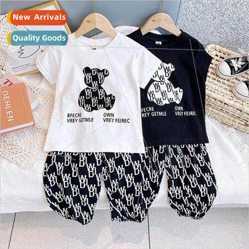 Childrens suit 2023 summer Korean  of the girls cartoon bear
