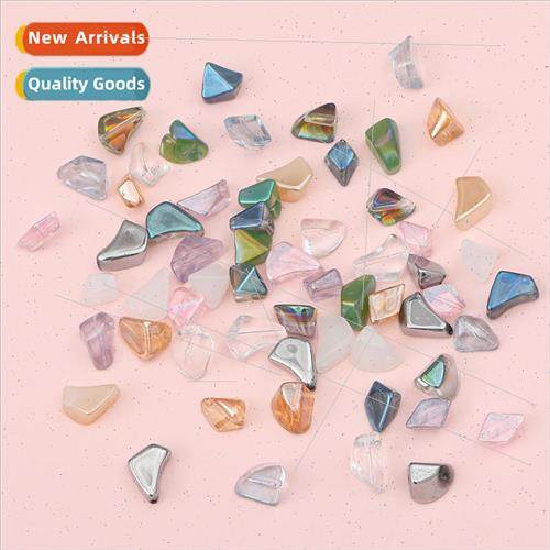 Irregular shaped glass crushed stone beads homemade bracelet