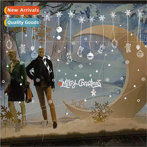 XL833 White Cartoon Snowflake Christmas Wall Stickers Window