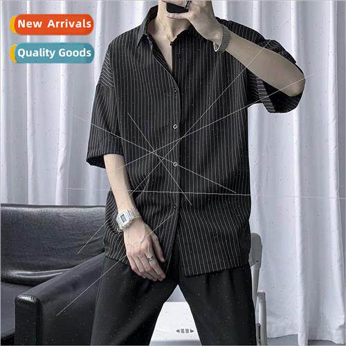 Shirt mens short-sleeved summer Korean Hong Kong  loose lazy