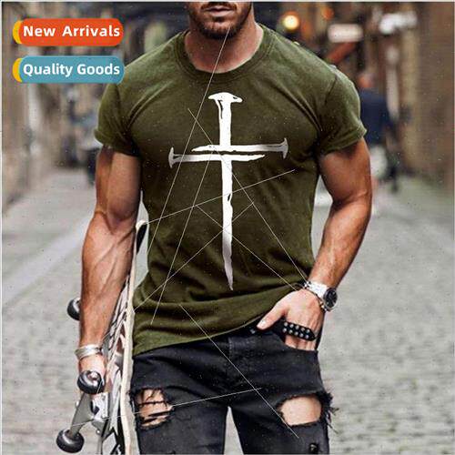 Mens Model Cross Series 2023 New Mens Casual Short Sleeve 3D