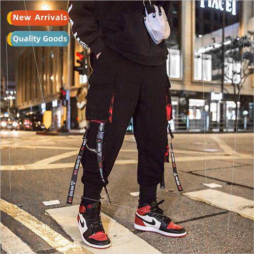 Large size hip-hop pants male belt work pants men loose draw