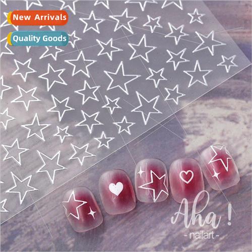 Metallic silver pentagram y2k star nail art stickers punk  s