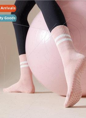 Yoga socks womens mid-calf socks cotton -slip silicone indoo