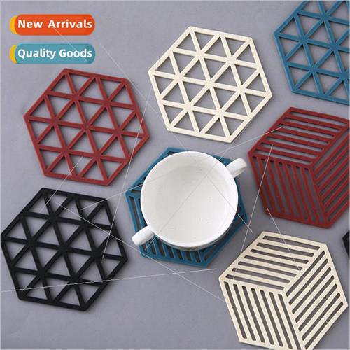 Creative hexagonal hollow bowl mat -slip teapot mat heat  ma