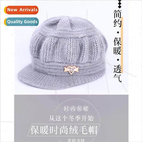 Winter hat padded warm mom short brim hat duck tongue grandm