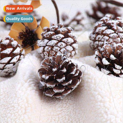 New Christmas decorations white edge natural real pine cones