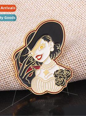 Resident Evil 8 Brooch Mrs. Timiscu Metal Badge Cos Pin Hall