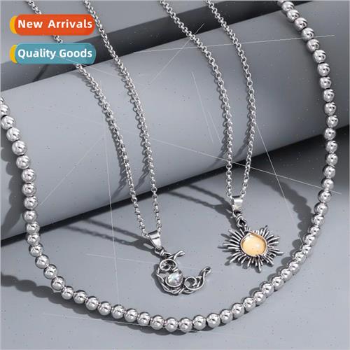 New Fashion Sun Moon Mens mple Necklace 3 Vintage Mens Perso