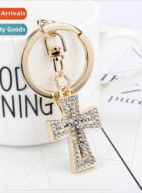 New stainless steel metal hollow cross keychain creative dia