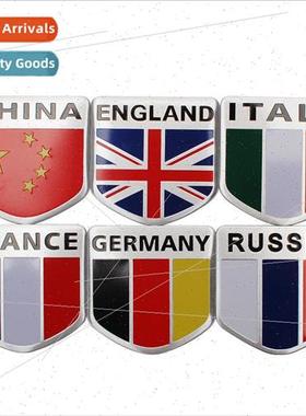 Germany UK Italy USA France Flag Metal Stickers Patriotic Mo