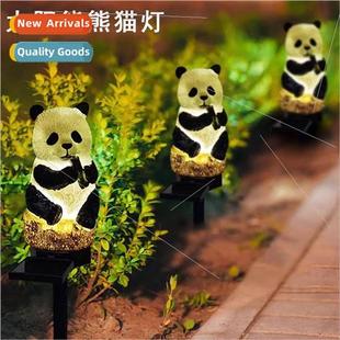 lights panda garden decoration rai Solar animal resin