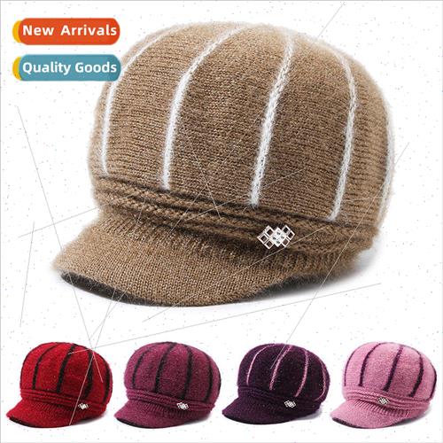 Winter new hat duck tongue cap old lady wool cap warm padded