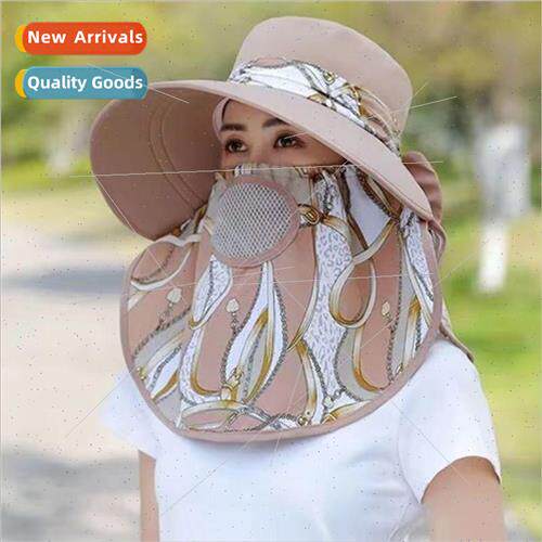 Summer new female sun hat sunscreen mask one-piece cap shawl