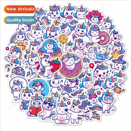 Small unicorn stickers 50 pieces of luggage guitar laptop co