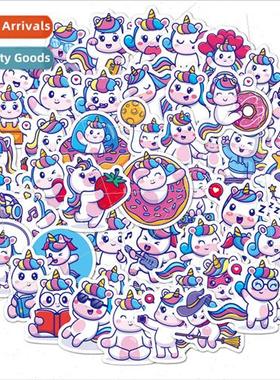 Small unicorn stickers 50 pieces of luggage guitar laptop co