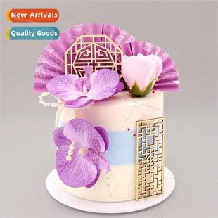 New Chinese national  cake decorations butterfly orchid bouq