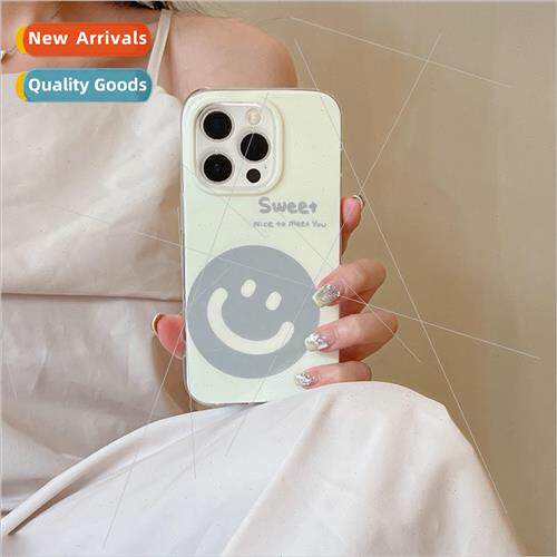Simple beige background gray big smiley face 适用 14ProMax n