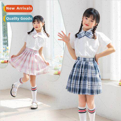 Girls suit summer middle and large children college  pleated