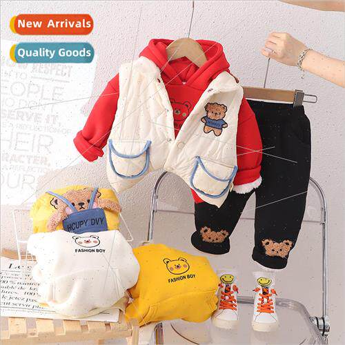 Boys baby winter new fashion cotton jacket backpack bear ves