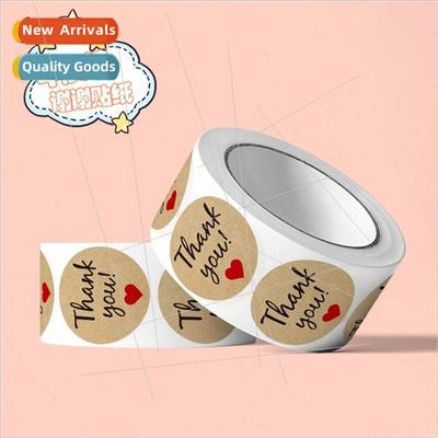 500pcs/roll kraft paper thank you stickers 1 inch thank you