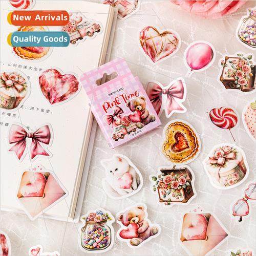 Pink Time Boxed Stickers ins literary fresh romantic love gi