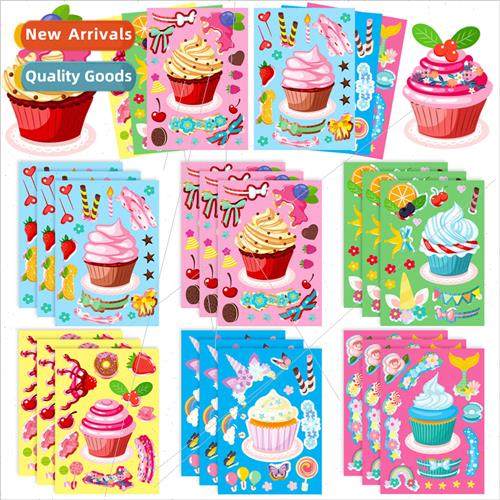 6/pack cake ice cream puzzle stickers new dessert childrens