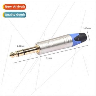 6.35mm plug three large stereo shell alloy zinc plated Gold