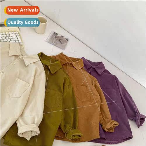 Childrens shirt 2023 autumn boys and girls Korean  of solid