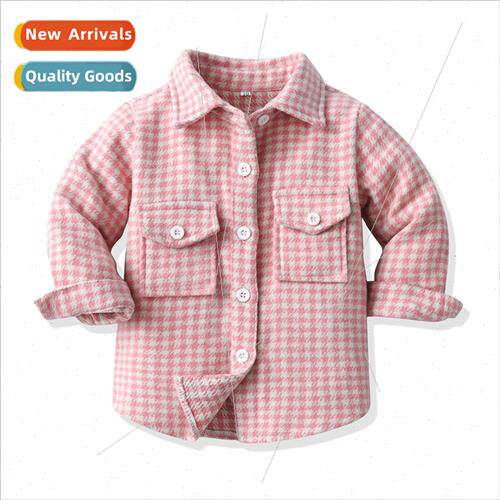 Korean  of the birds check long-sleeved lapel single-breaste