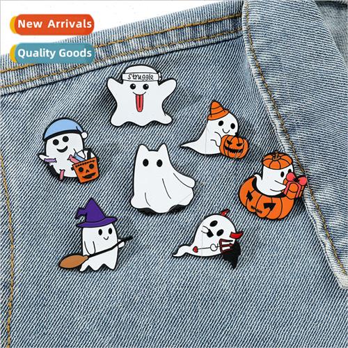 Cute cartoon Halloween small ghost brooch creative quirky pe