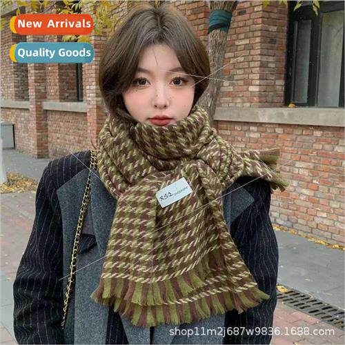 2023 new plaid scarf female winter thousand birds check imit