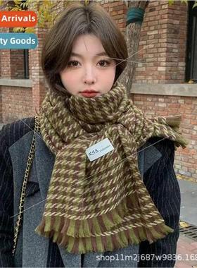 2023 new plaid scarf female winter thousand birds check imit