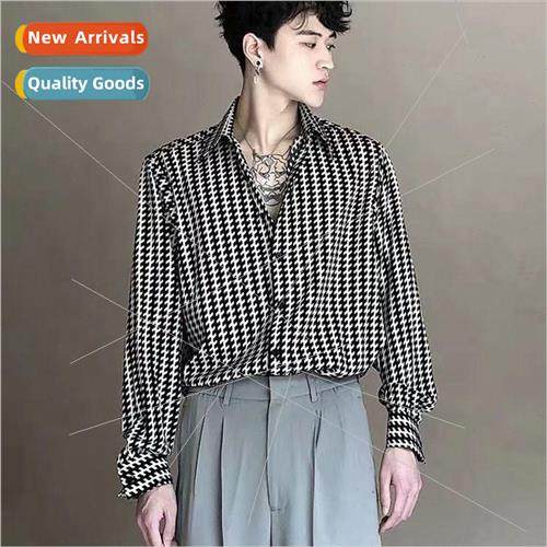 Hong Kong  draping handsome striped shirt mens long-sleeved