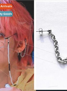 Korea JYP Cui Ranjun YEONJUN earrings thick chain ear clip m