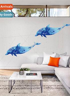 New al HM92003 blue dolphin bedroom living room background w