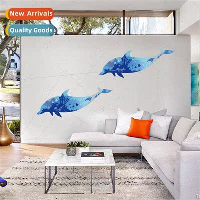 New al HM92003 blue dolphin bedroom living room background w