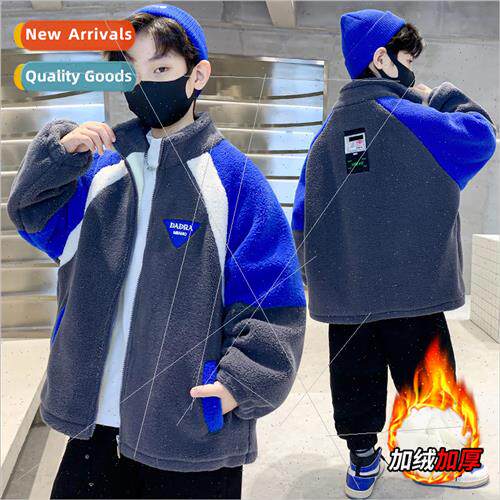Boys lambs wool thickened jacket 2023 new childrens clothing
