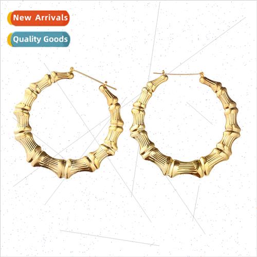 Oversized Bamboo Earrings Exaggerated Gold lver Large Hoops