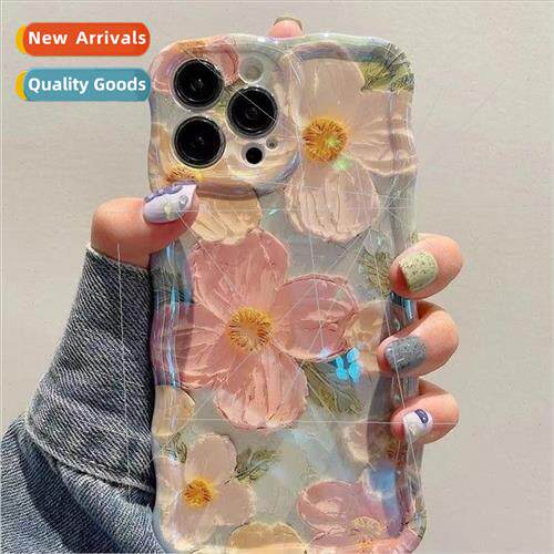 Korean  ins oil painting flowers 适用 Apple 14ProMax Blu-ray