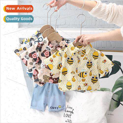 2023 new boys summer suit childrens short-sleeved childrens