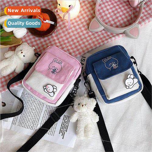 2023 new Korean cute girl canvas bag ins Japanese simple can