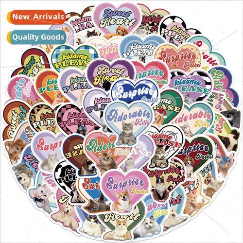 49pcs of retro love kitten graffiti stickers decorative guit